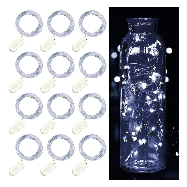 Lot de 12 guirlandes lumineuses LED Koalad, 2m 20 LED, étanches IP65, déco pour chambre, mariage, fête, jardin