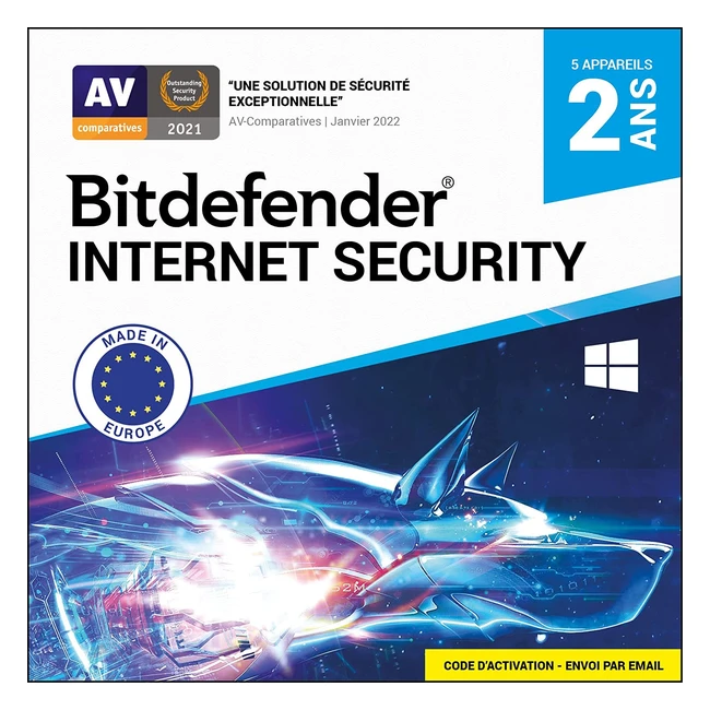 Bitdefender Internet Security 2023 - Protection complète pour 5 appareils pendant 2 ans
