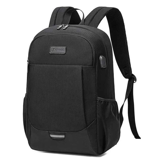 Lightweight Laptop Backpack 156 Inch - Water Resistant, USB Charging Port, Perfect for Business, College, Travel - Black