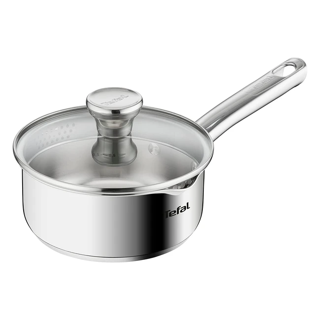 Casserole Tefal Duetto 16 cm - Couvercle filtrant astucieux - Garantie 10 ans - Acier inoxydable 18/10 - Base 3 couches induction
