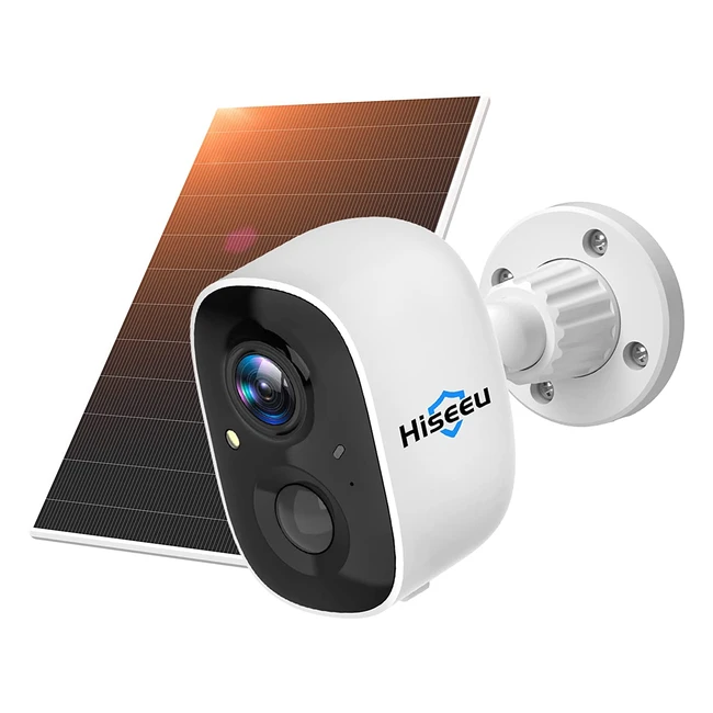 Hiseeu 3MP Wireless Solar Security Camera with Color Night Vision and 2-Way Audio - Battery Powered Outdoor CCTV Camera with PIR Motion Detection