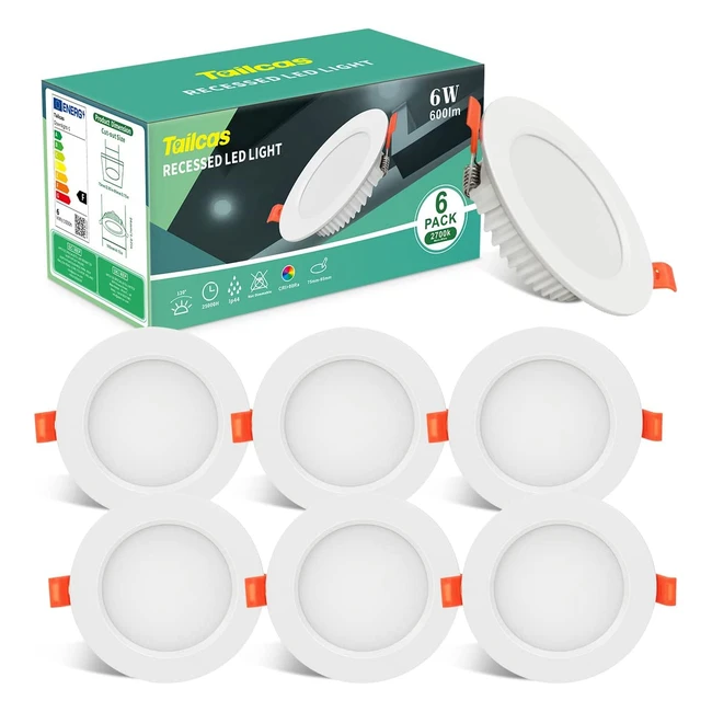 Pack 6 Downlights LED empotrables 6W equivalente 60W blanco clido 2700K 600