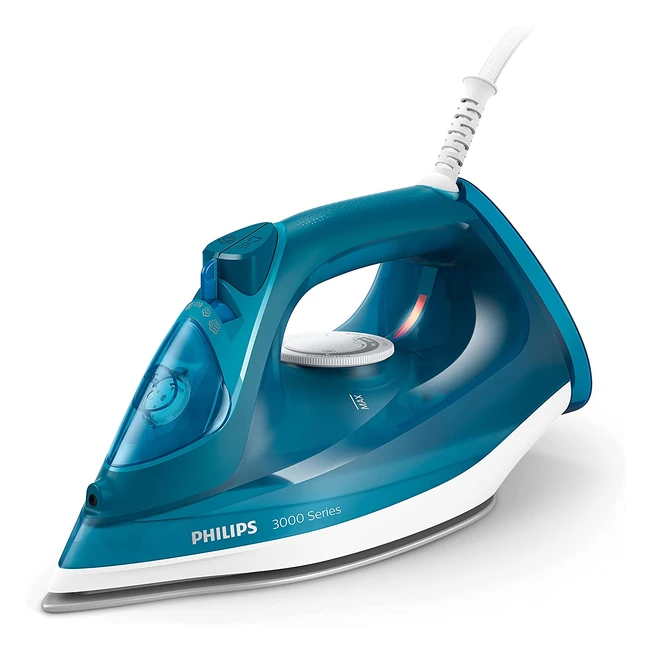 Philips Perfect Care 3000 Series Steam Iron - 2600W Power, 40g/min Continuous Steam, 200g Steam Boost, 300ml Water Tank - Blue