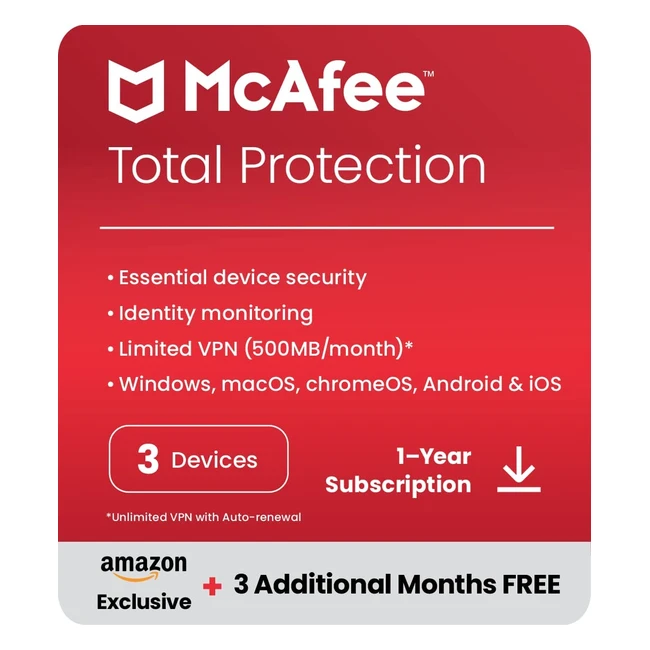 McAfee Total Protection 2023 - Antivirus VPN Password Manager - 3 Devices