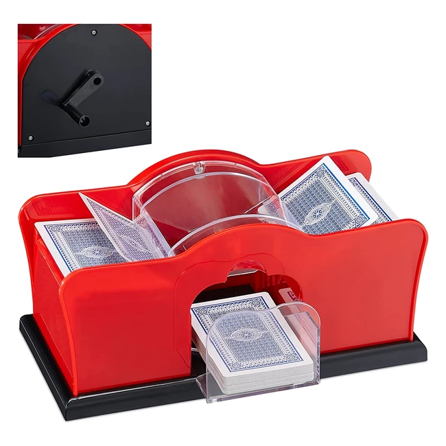 Mescolatore manuale carte da gioco Red Shuffler con manovella - Relaxdays