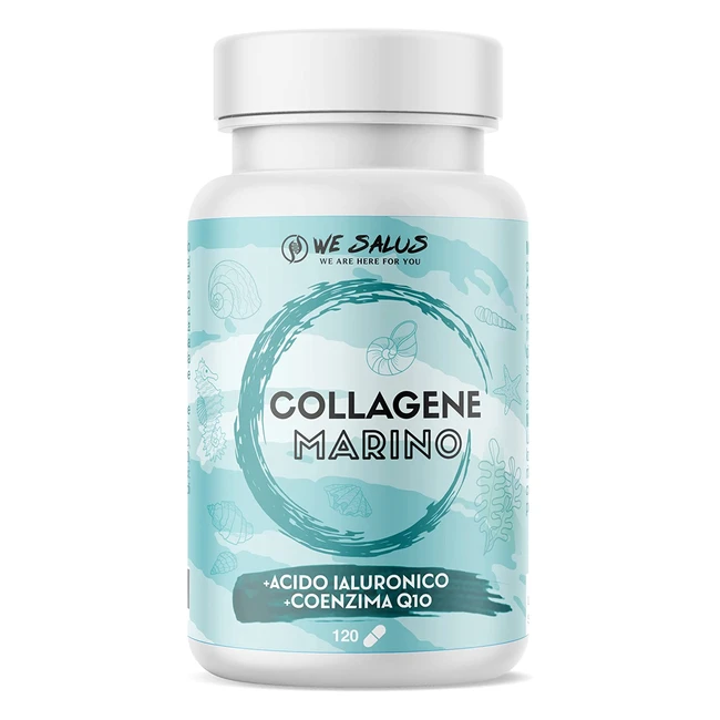 Collagene Marino FishPep con Acido Ialuronico, Coenzima Q10 e Vitamina C - Integratore per Pelle, Ossa e Articolazioni - 120 Compresse - Salus