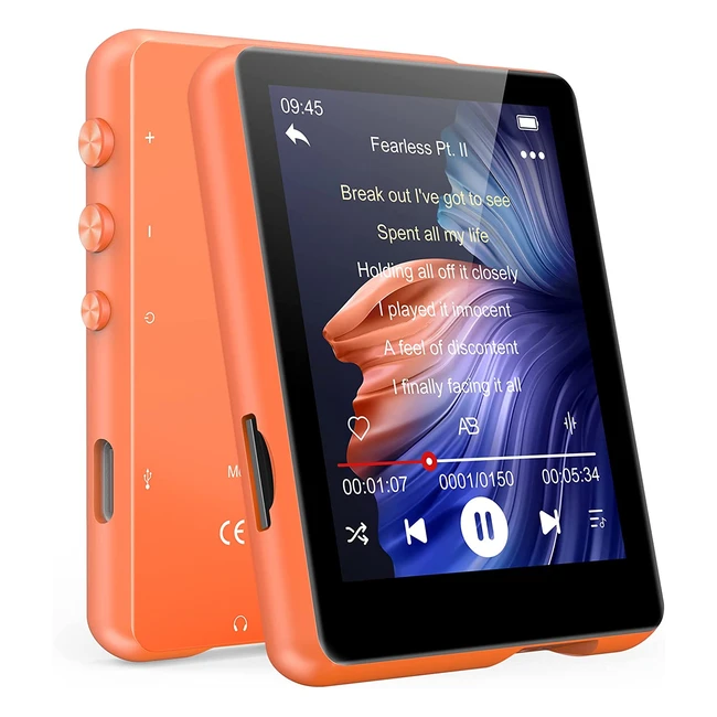 Lecteur MP3 Bluetooth 50 Mechen 24 Tactile Baladeur 32Go Numérique Lecteur Musique Hifi Audio USB Sport Radio FM Haut-Parleur Carte TF 128Go Incluse