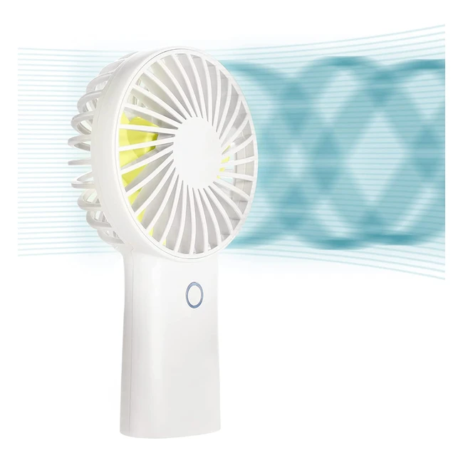 Jisulife Handheld Fan - 6000mAh Portable Mini Fan with 30H Max Cooling Time, USB Rechargeable, 3 Speeds - Ideal for Travel, Commute, Office, Picnic - White