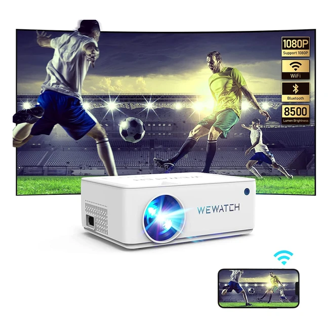 Projecteur Wewatch V10 Pro Mini Bluetooth WiFi Portable 1080p - Compatible TV Stick HDMI IOS Android - Grand Écran Rétroprojecteur Film Extérieur