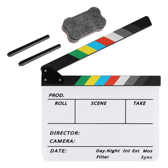 Zacro Acrylic Film Clapboard with Pens & Eraser - Easy Wipe Cut Action Scene Slate