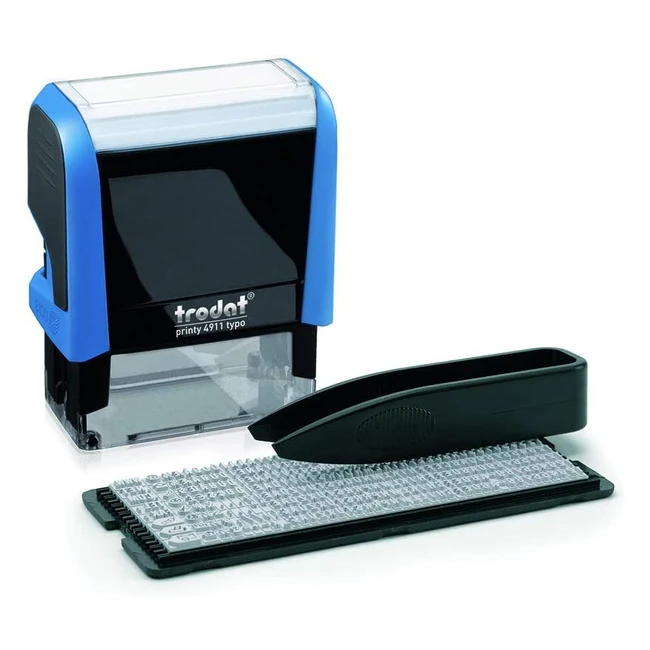 Trodat Printy 4911 DIY Self-Inking Stamp - Blue Body, Black Ink, 29x54x69mm - Create Personalized Stamps