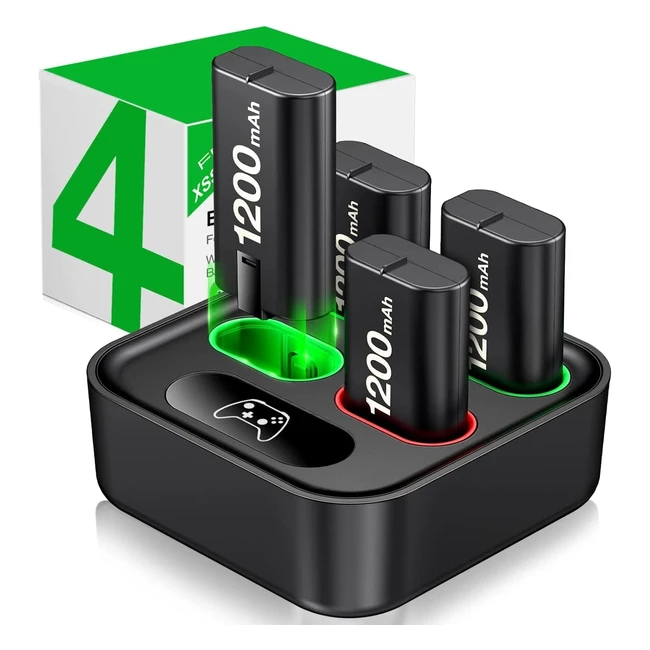 Rechargeable Xbox Controller Battery Packs with Charging Dock - Heylicool 4x1200