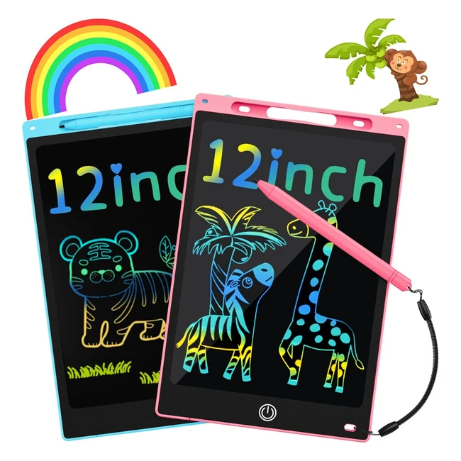 Dirrelo LCD Writing Tablet 12 inch 2 Pack - Magic Drawing Tablet for Kids - Eco-Friendly, Eye Protection, Portable - Perfect Gift for Boys and Girls