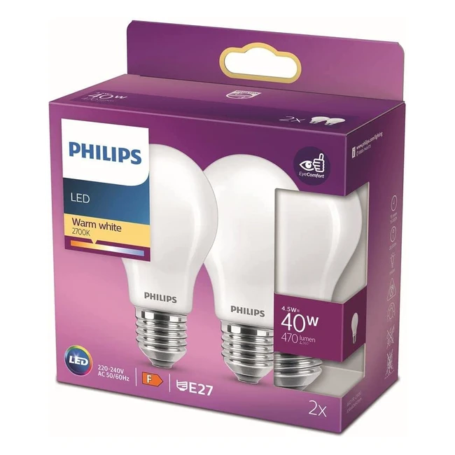 Lampadina LED Philips Goccia 2pz E27 40W Bianco Caldo
