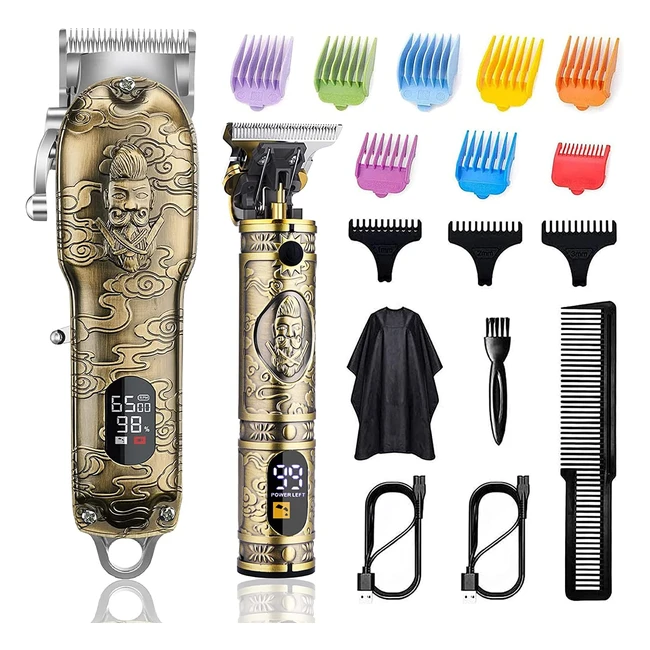 GSKY Professional Hair Clippers - Zero Gapped Cordless Trimmer Kit for Men with LED Display