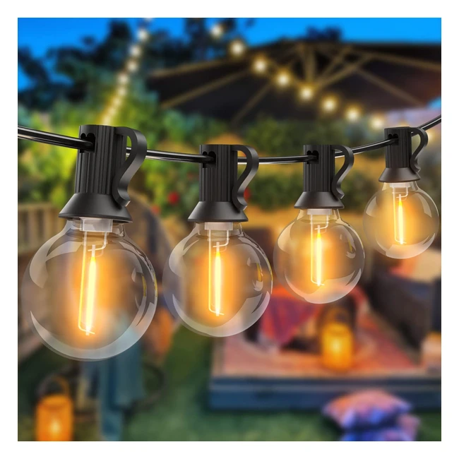 Guirnalda de luces exteriores Woolmug, 5988 pies (1825 m), 303 bombillas LED G40, enchufe impermeable IP44, para jardín, patio, café, fiesta, boda