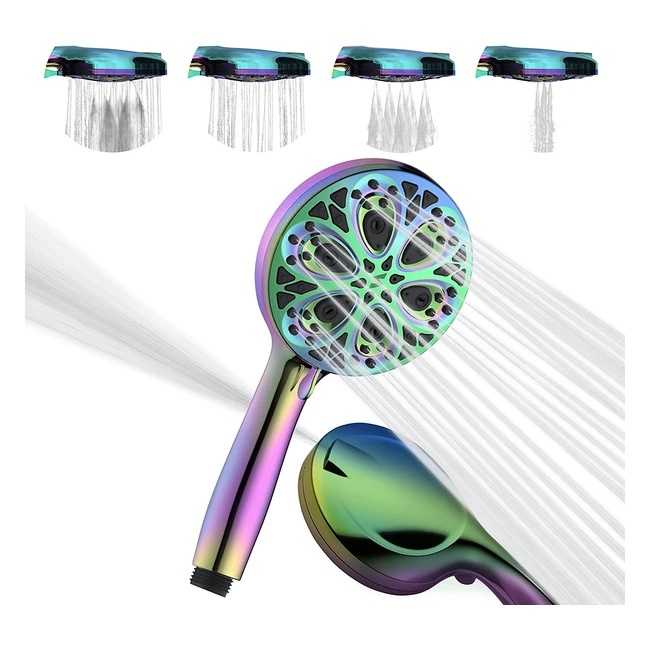 Sparkpod Luxury High Pressure Shower Head - 10 Spray Settings, Handheld Only, Rainbow Radiance