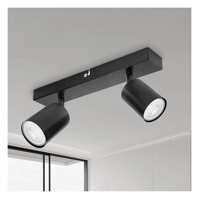 Lampada Dehobo LED da soffitto e parete, orientabile, nera, GU10, moderna per camera da letto, cucina e soggiorno