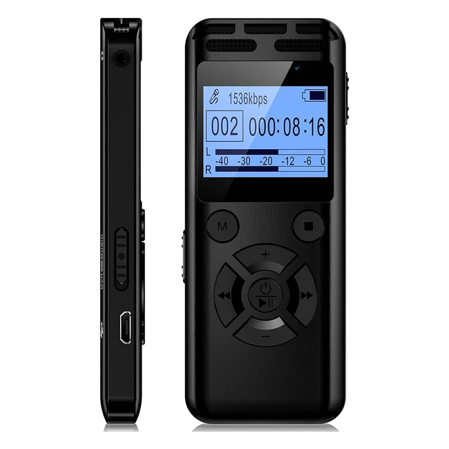 64GB Wevoor Digital Voice Recorder - Professional Recording Device with Playback