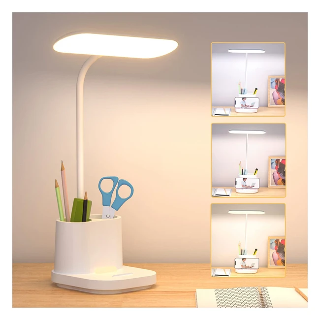 Lámpara de escritorio LED con luz nocturna y puerto USB - Regulable y protege los ojos
