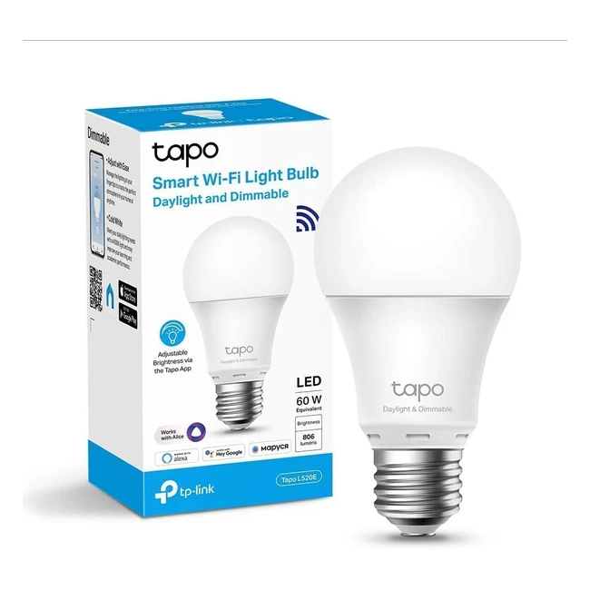 Bombilla LED inteligente TP-Link Tapo L520E, regulable 4000K, sin necesidad de hub, compatible con Alexa y Google Home