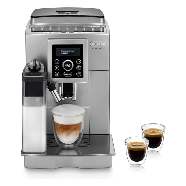 ECAM 23466S Kaffeevollautomat - Silber, digitaler Display, kompakt, varioregulierbarer Cappuccino-Frother