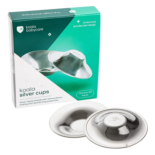 Koala Babycare Nursing Cups - 100% Silver, Nickel-Free, Breastfeeding Shields for Fissure Prevention and Treatment