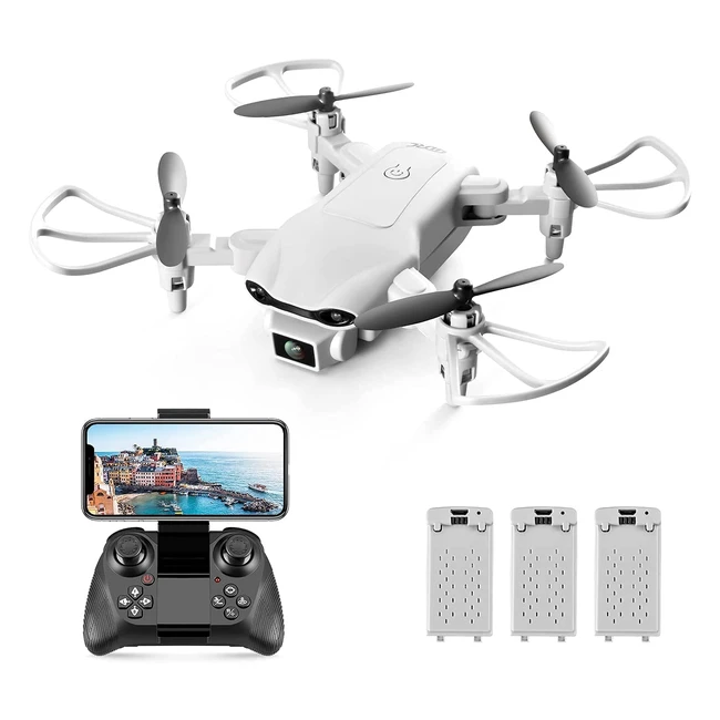 4DRC V9 Mini Drone for Kids - 720p HD FPV Camera, Foldable RC Quadcopter with Altitude Hold, Headless Mode, One Key Start, Tap Fly, Speed Adjustment, 3D Flips, 2 Modular Batteries
