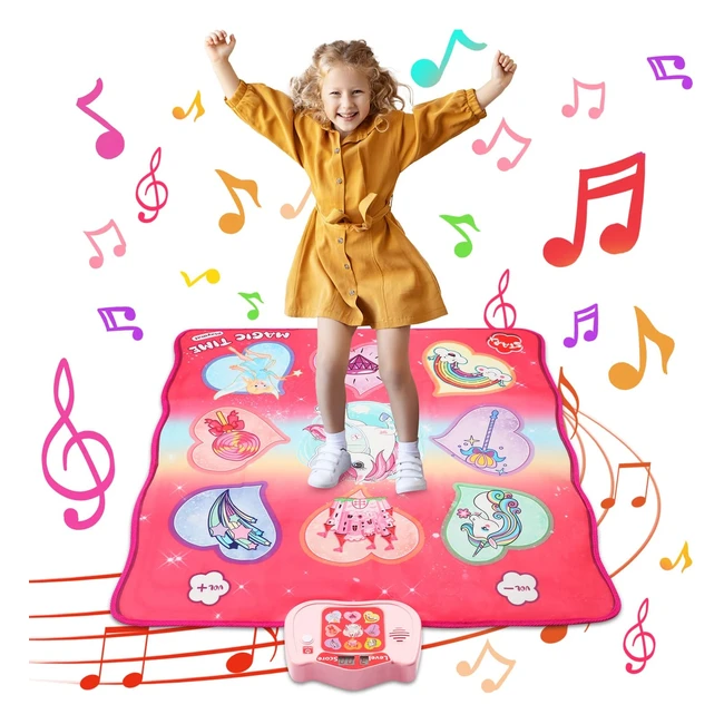 Tapis de danse licorne avec LED et musique - Jouet ducatif pour enfants de 3 