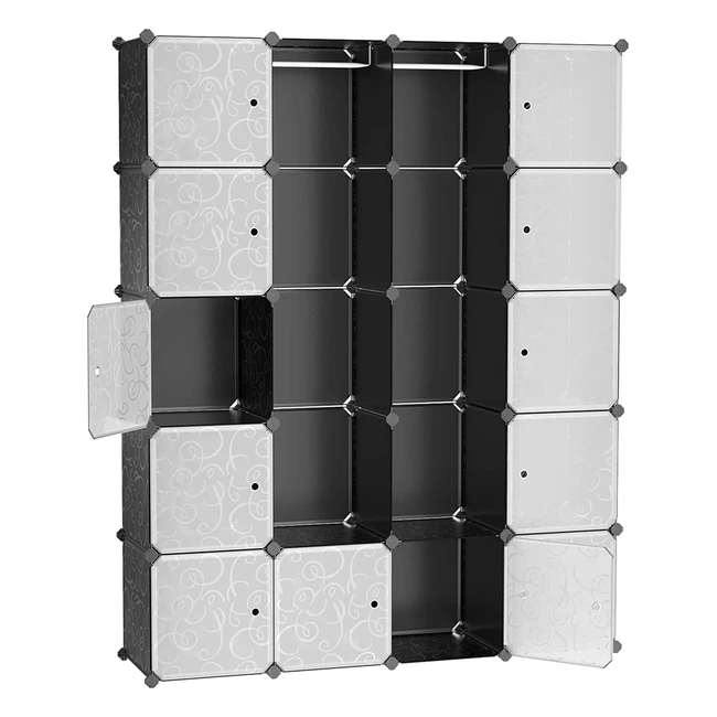 Songmics Garderobe Kleiderschrank LPC30H - Platzsparendes Steckregalsystem mit 2 Kleiderstangen und viel Stauraum