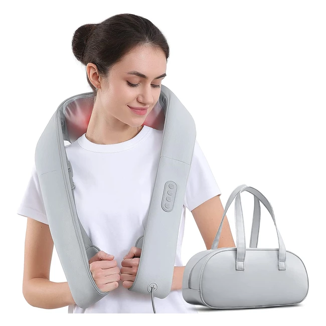 Shiatsu Back Massager with Adjustable Heat and Straps - Deep Tissue Kneading for Shoulder and Muscle Pain Relief - Includes Carrying Bag - Perfect Birthday Gift