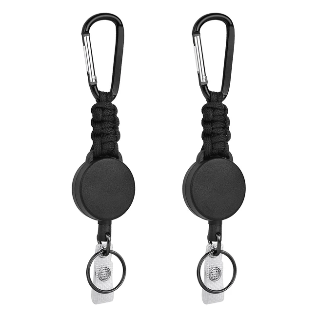 Vicloon Retractable Badge Reel - Heavy Duty Key Chain with Steel Cord and Paracord for ID Card Holder