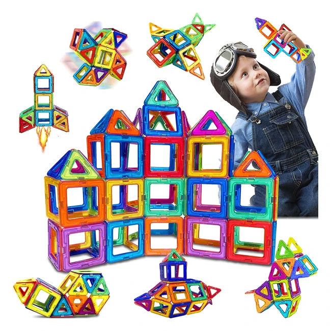 Jeu de construction magnétique 38 pièces pour enfant 3-6 ans - maison, château, fusée - cadeau de Noël pour garçons et filles