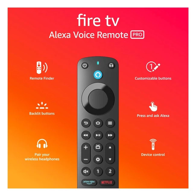 Alexa Voice Remote Pro - TV Controls Backlit Buttons Find My Remote - Compatib