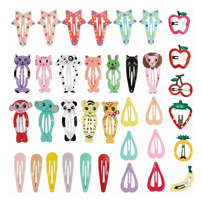 36 Mollette per Capelli Bambina Lictin - Design Cartoon Multicolore