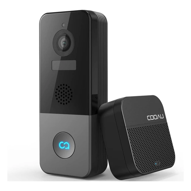 COOAU 2K Wireless Video Doorbell Camera - Battery Powered, Smart Home Security, IP66 Weatherproof, 2-Way Audio