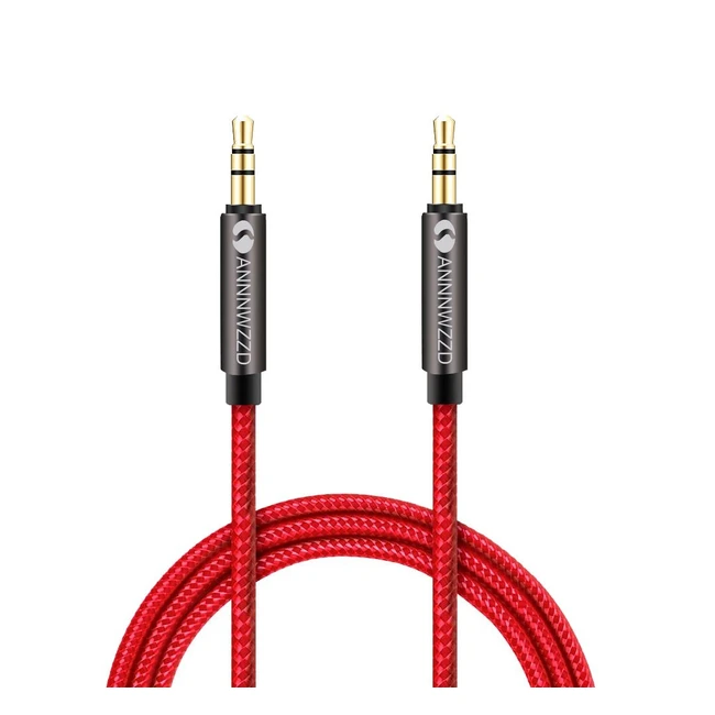 Annnwzzd Aluminum Aux Cable - HiFi Sound Quality, Male to Male, 1m