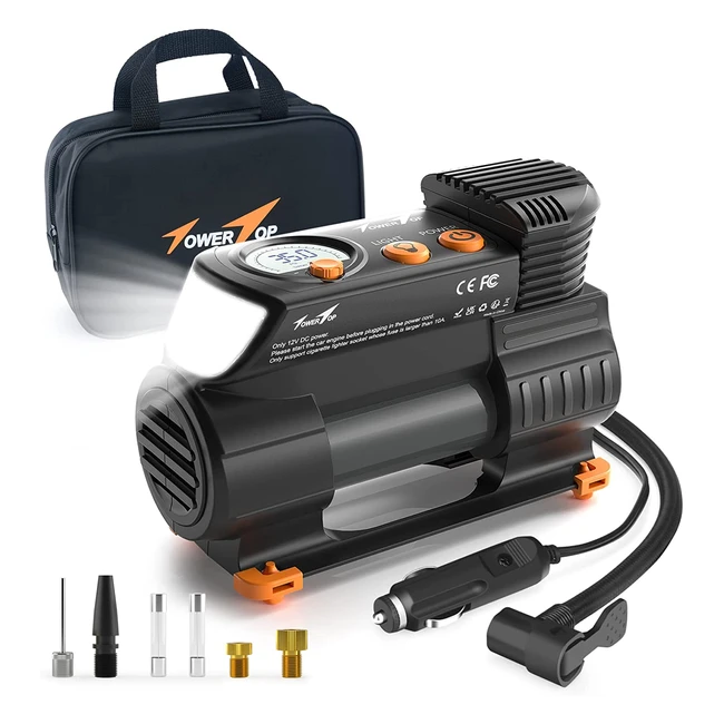 TowerTop Tyre Inflator 2X Faster Portable Air Compressor with Pressure Gauge - Pump Up Your Tyres in 2.45 Minutes
