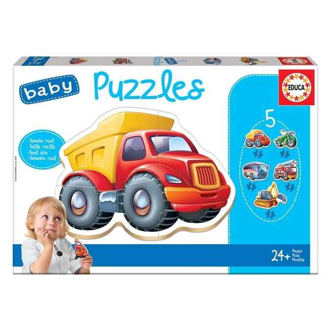Set de 5 puzzles infantiles progresivos de vehculos Educa Baby ref 14866