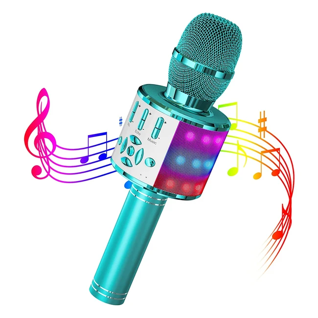 Microfono Karaoke Wowstar 4 in 1 con LED e Cambia Voce - Regalo Natale Compleanno Bambini e Adulti Blu