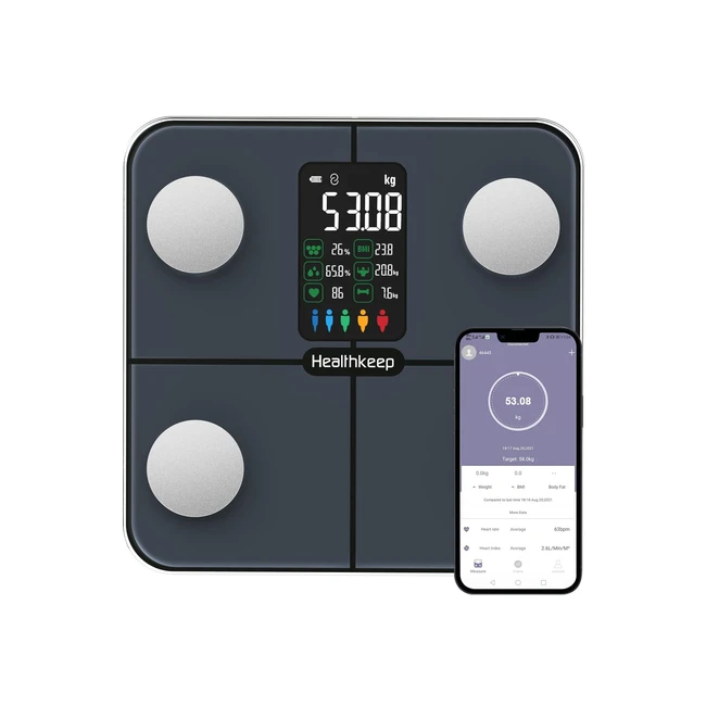 Smart Body Fat Scale with Heart Rate Monitor - Track 15 Physical Data with App Sync for iOS & Android