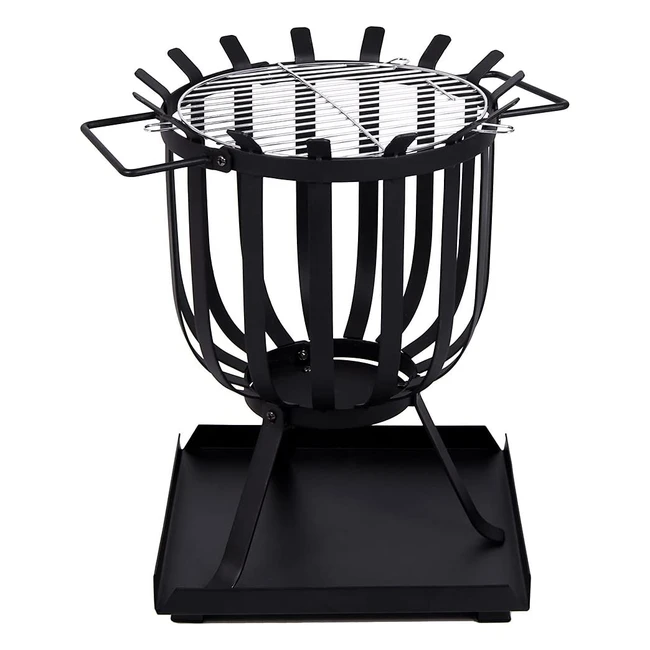 Fire Vida Steel Brazier - Outdoor Garden Patio Heater with BBQ Grill and Ash Tray