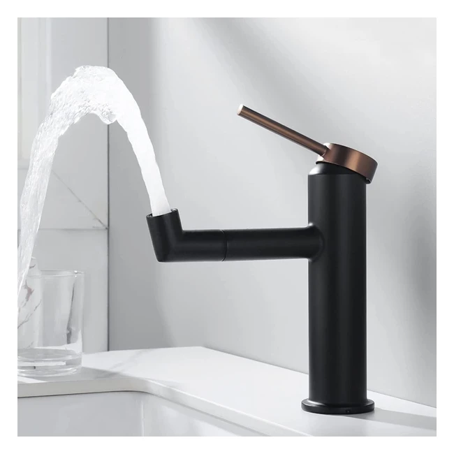Grifo Lavabo Negro Lonheo - Ahorra Hasta un 60% de Agua - Giro 360 - Herramientas de Limpieza Incluidas