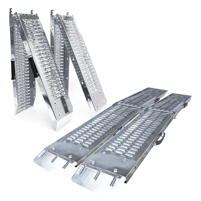Vounot 2x Auffahrrampen 400 kg verzinkter Stahl - Ideal für Motorräder, Rasenmäher, Traktoren, Quads und mehr