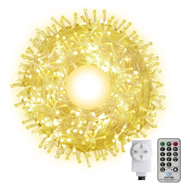 Guirlande lumineuse extérieure 100m LED pour Noël et Halloween avec télécommande et minuterie - Blanc chaud