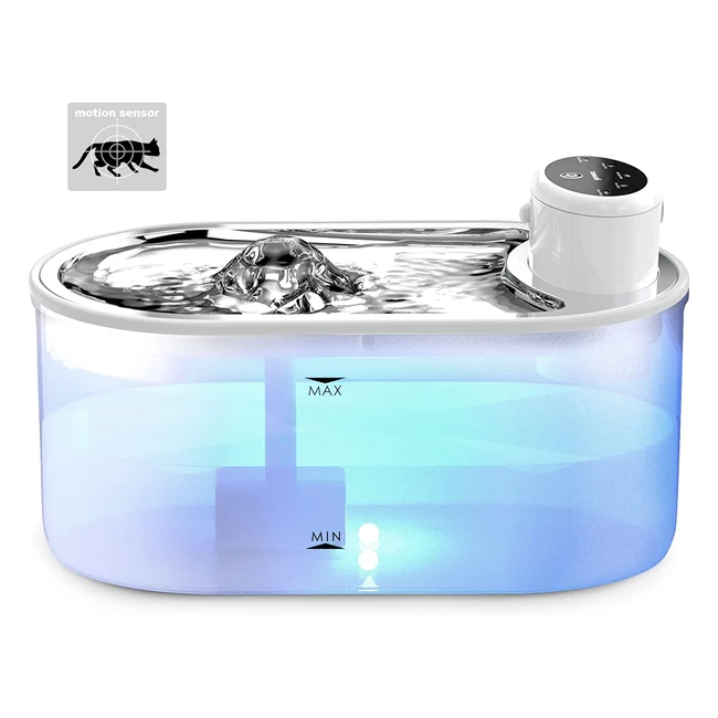 Fontaine à eau pour chat Tomxcute 30L sans fil avec détecteur de mouvement et batterie 4000mAh - Blanc