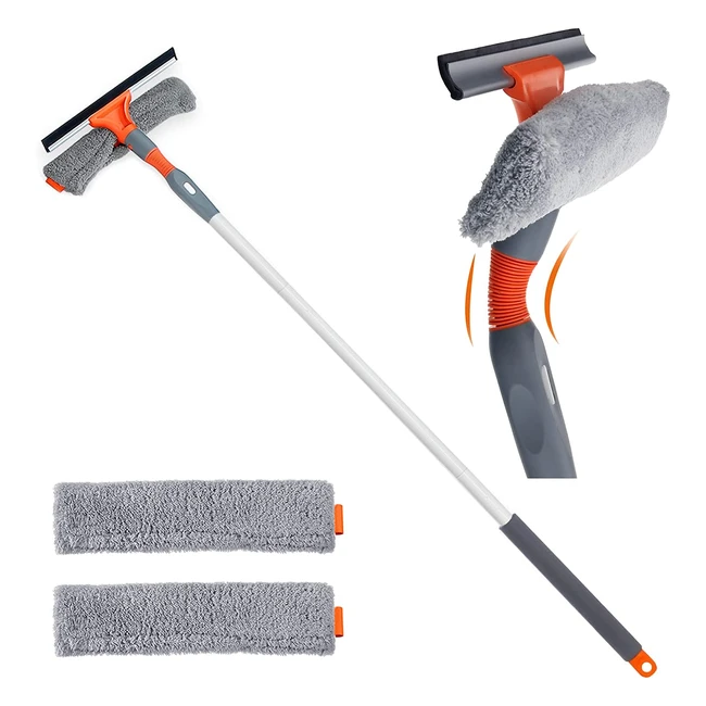Professional Window Cleaning Kit 2-in-1 with Bendable Head - Clean High Windows Indoors/Outdoors