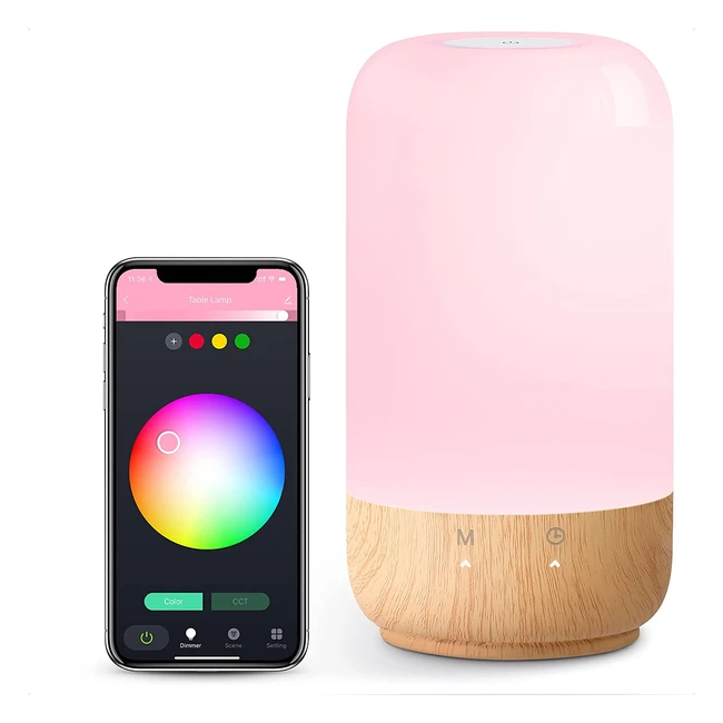 Lámpara de mesa inteligente Lepro WiFi, compatible con Alexa y Google Home, 16 millones de colores RGB y luz blanca regulable, control de voz y app