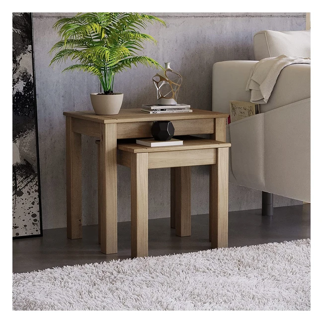 Modern Solid Pine Vida Designs Panama Nest of 2 Tables - Classic Look Durable 