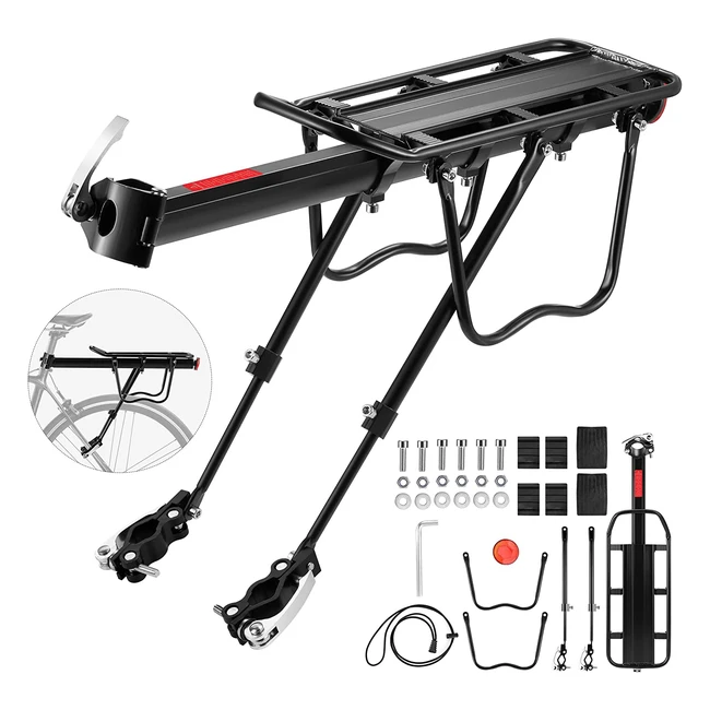 Portapacchi bici posteriore regolabile Dazspirit - Carico massimo 60kg - Lega di alluminio